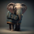 elephant with scarf. dressed elephant with Casual fashionable pet clothes