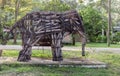 Elephant sculptures or Giant artificial Elephants made from an timber trunks