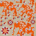 Elephant seamless pattern with flower vector