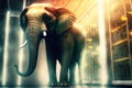 Elephant in the server room. Concept of the big data and digital fragility. Generated AI. Royalty Free Stock Photo