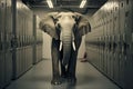 Elephant in the server room. Concept of the big data and digital fragility. Generated AI. Royalty Free Stock Photo