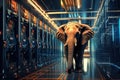 Elephant in the server room. Concept of the big data and digital fragility. Generated AI. Royalty Free Stock Photo