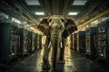 Elephant in the server room. Concept of the big data and digital fragility. Generated AI. Royalty Free Stock Photo