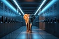 Elephant in the server room. Concept of the big data and digital fragility. Generated AI. Royalty Free Stock Photo
