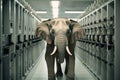Elephant in the server room. Concept of the big data and digital fragility. Generated AI. Royalty Free Stock Photo