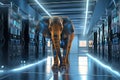 Elephant in the server room. Concept of the big data and digital fragility. Generated AI. Royalty Free Stock Photo