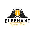 elephant shield illustration logo