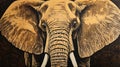 An elephant is shown in a painting on black background, AI