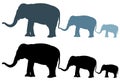 Elephant silhouette - large wildlife mammal in Africa and Asia