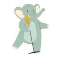 Elephant singing with microphone