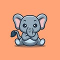 Elephant Sitting Angry Cute Creative Kawaii Cartoon