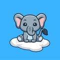 Elephant Sitting On Cloud Cute Creative Kawaii Royalty Free Stock Photo