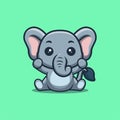 Elephant Sitting Excited Cute Creative Kawaii Cartoon