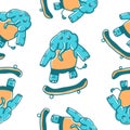 Elephant on a skateboard pattern in cartoon flat style Royalty Free Stock Photo