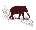 Elephant sketch decorated floral design