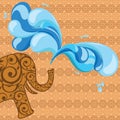 Elephant splashing water. Vector illustration decorative background design