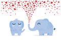 Elephant spraying many heart out of nose for flirt. Royalty Free Stock Photo