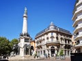 Elephant square in Chambery with central fountain and column