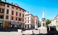 Elephant square in Chambery with central fountain and column