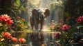 Elephant Standing in Middle of Jungle Royalty Free Stock Photo