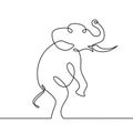 Elephant standing, one line drawing. Vector illustration zoo animal minimalism style