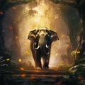 Elephant stands in the middle of the forest