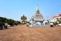 Elephant statue out of cups and plates next to Patuxai Victory Monument The One Attractive Landmark of Vientiane City of Laos