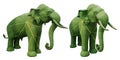 Elephant statue overlaid with green leaf