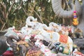 Elephant statue. Small elephant statues for religious worship. Soft focus on the white elephant