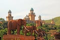 Elephant statues on Bridge of Time in Sun City, South Africa.