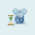 Elephant sticker emoticon sits at hourglass