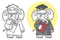 Elephant student with diploma Royalty Free Stock Photo