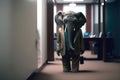 An elephant in a suit in an office , ai generated