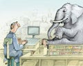 Elephant in the supermarket humorous draw