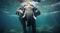 An elephant swiming in the ocean Royalty Free Stock Photo