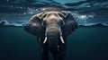 An elephant swiming in the ocean Royalty Free Stock Photo