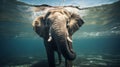 An elephant swiming in the ocean Royalty Free Stock Photo