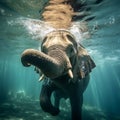 Elephant swimming, AI Generative Royalty Free Stock Photo