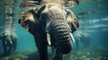 Elephant swimming underwater in the sea Royalty Free Stock Photo