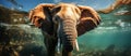 Elephant swimming underwater in the sea Royalty Free Stock Photo