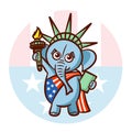 Elephant Symbols of Republicans. Political parties USA Statue Liberty