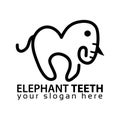 Elephant teeth logo stock logo template, flat design, line elephant