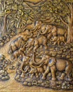 Elephant Thai stucco on the temple wall Royalty Free Stock Photo