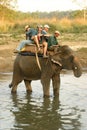 Elephant with tourists in Nepal