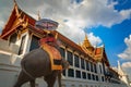 An Elephant with Tourists at Wat Phra Kaew in the Grand Palace of Thailand in Bangkok Royalty Free Stock Photo