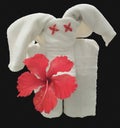 Elephant Towel with red hibiscus