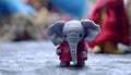 Elephant toy, small figurine, cute souvenir, blue decoration, old sculpture generated by AI