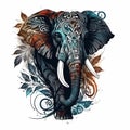 Elephant tribal animal abstract design tattoo symbol