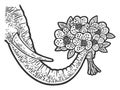 elephant trunk with flowers sketch vector