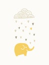 Elephant under raining cloud